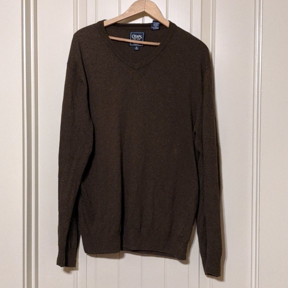 Men's Brown Vneck Cashmere Sweater